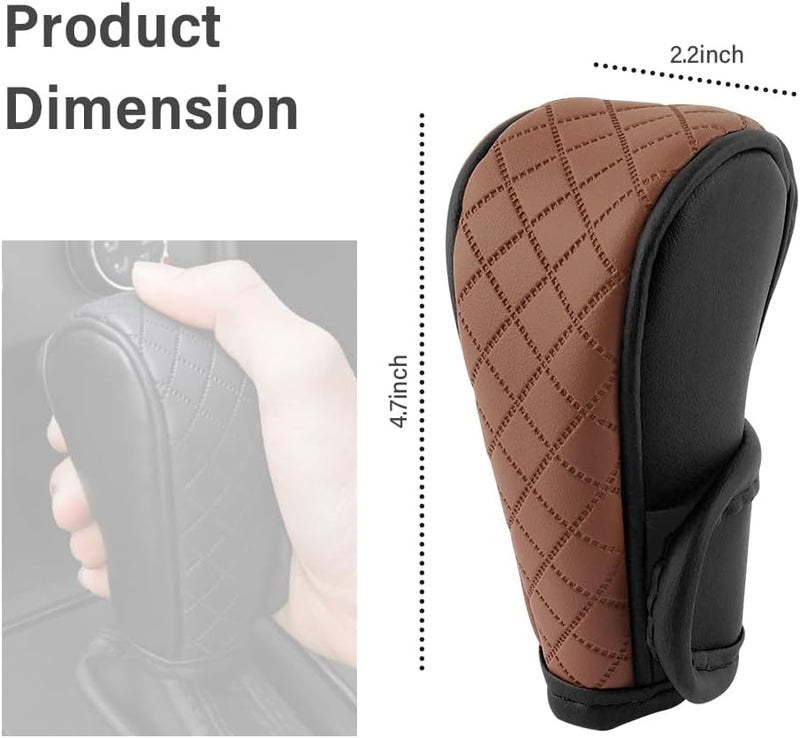 Stacool Leather Gear Shift Cover Diamond Embroidery Design,Durable Shift Knob Cover for Shift Lever Protection,Universal Car Gear Shift Cover Car Accessory Suitable for Cars,Trucks,SUVs (Black/Brown) - Image 2